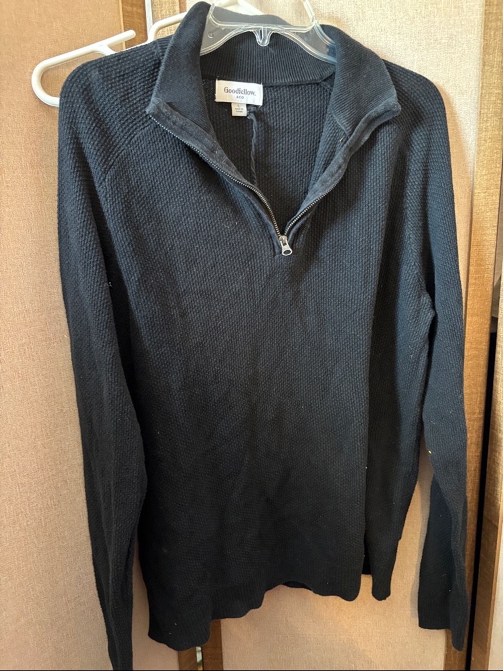Goodfellow & Co Black Quarter-Zip Textured Shirt Large